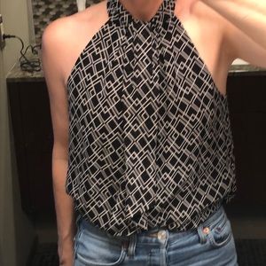 Joie black and white sleeveless blouse